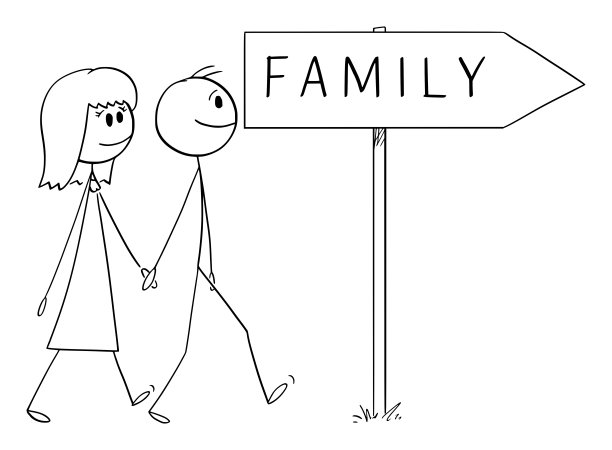 人物情侣家庭生活插画幸福一家人