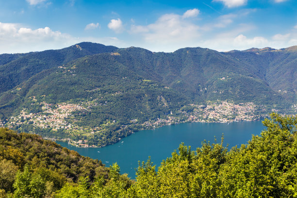 欧式地产山峰湖水湖泊