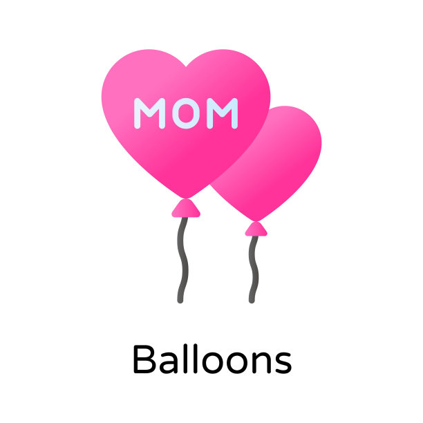 渐变爱心气球母亲节快乐