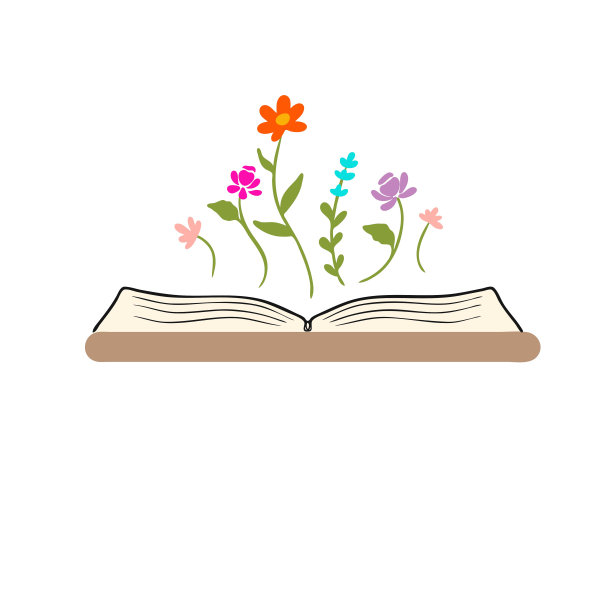 植物插花和书籍图片