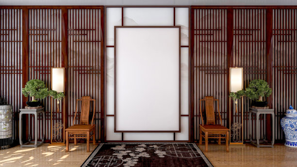 中式客厅高清效果图