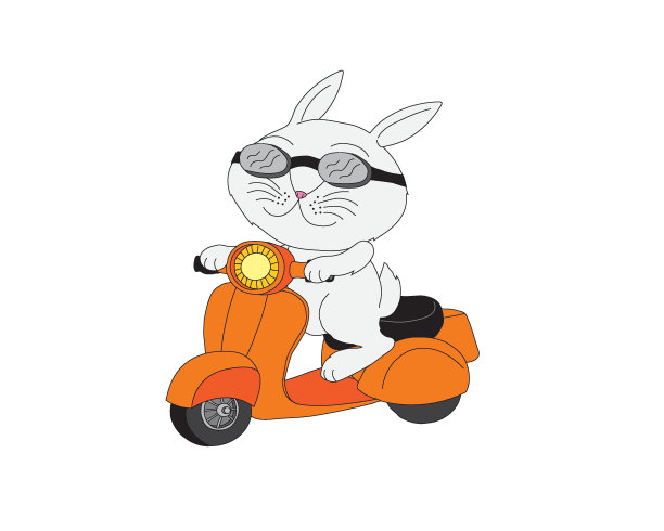 矢量动物骑车的小兔子