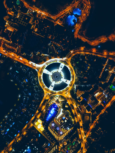 商业广场夜景鸟瞰图