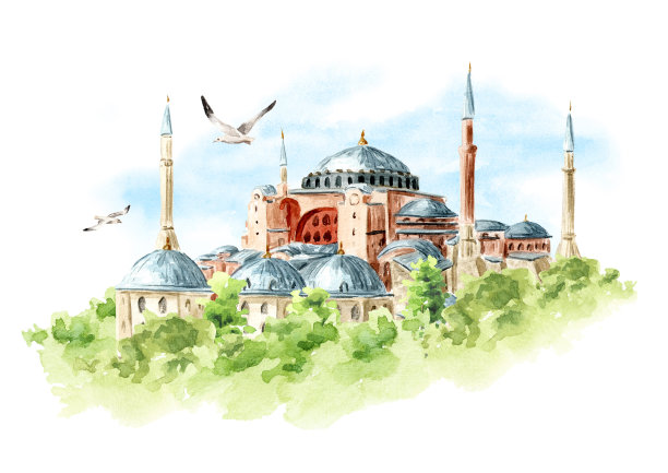 土耳其标志建筑插画