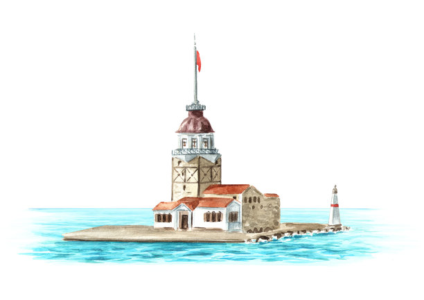 土耳其地标建筑水彩