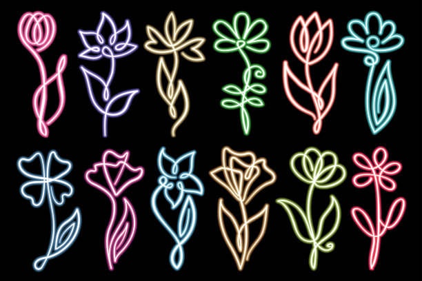 荧光,花簇,叶子