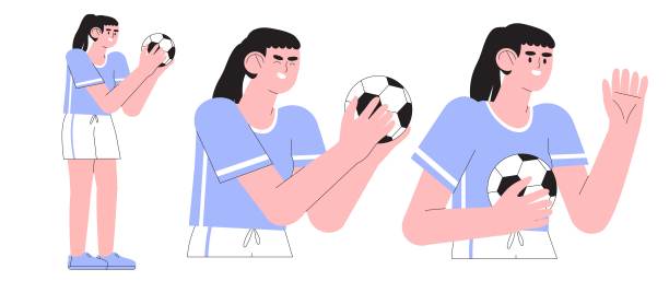 卡通人物女性踢足球