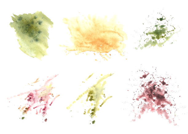 抽象水彩斑点花卉挂画装饰画