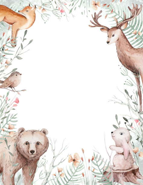 生日海报森林动物背景