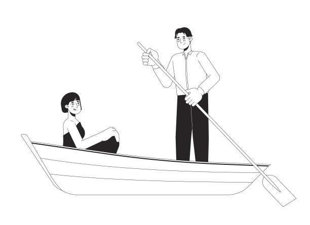 划船约会的男女