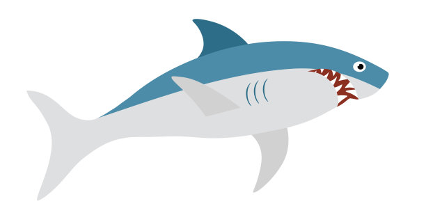 矢量卡通海豚鲨鱼动物插画设计