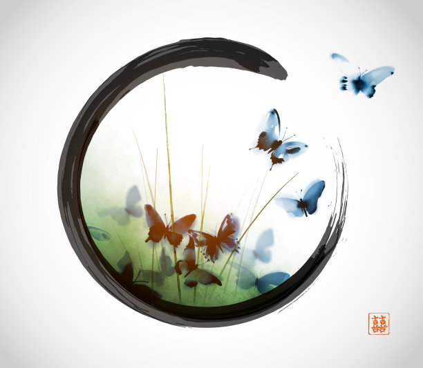 中国风水墨蝴蝶图案设计