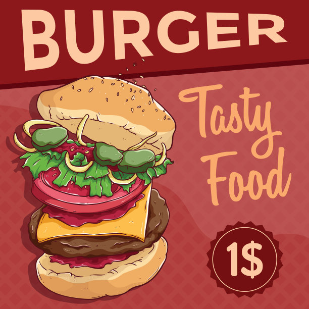 汉堡美食展板海报设计
