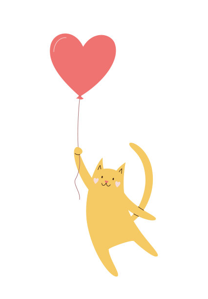爱心气球卡通猫咪