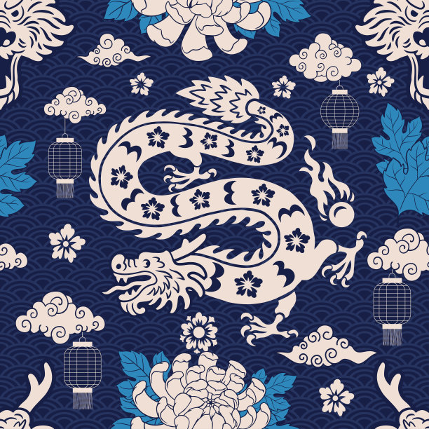 中国传统古朴龙纹纹样