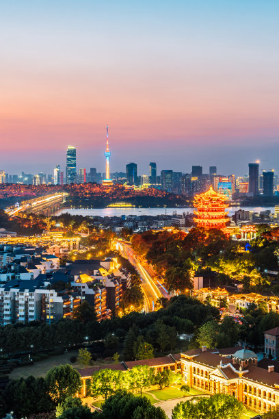 武汉城市夜景全景图