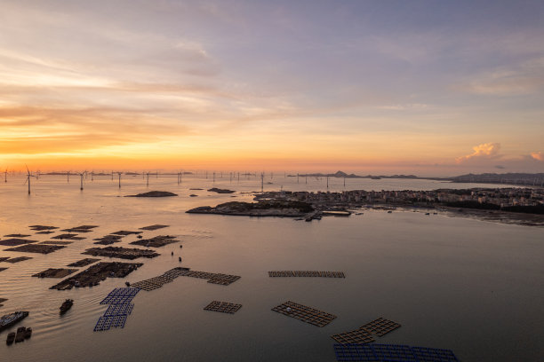 早晨,朝阳,渔港,海滨,朝霞