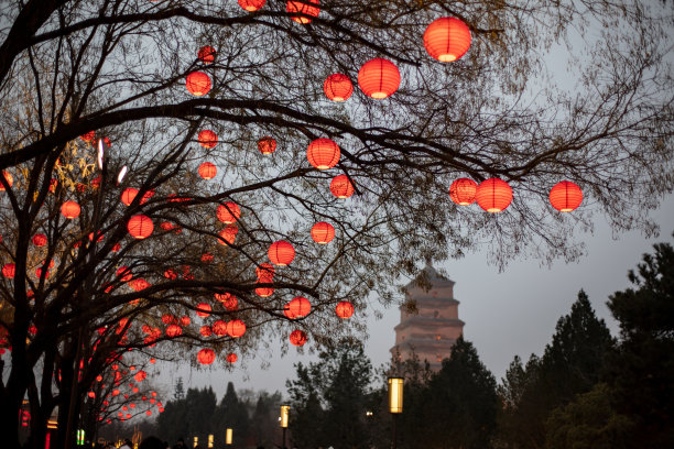 航拍西安夜景