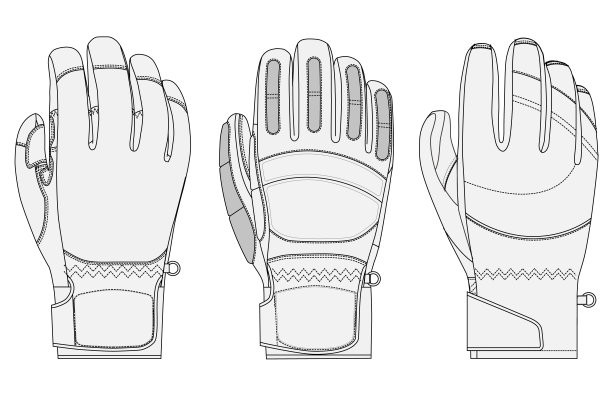 轮廓线画,连指手套,运动手套
