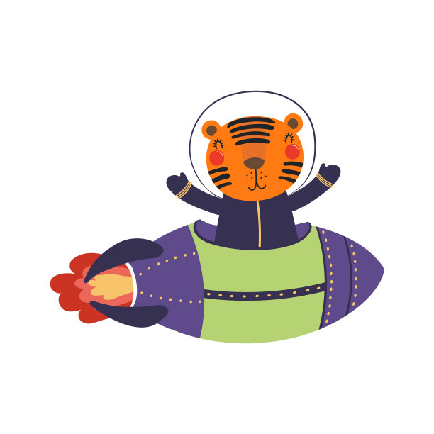 宇航员小老虎卡通设计