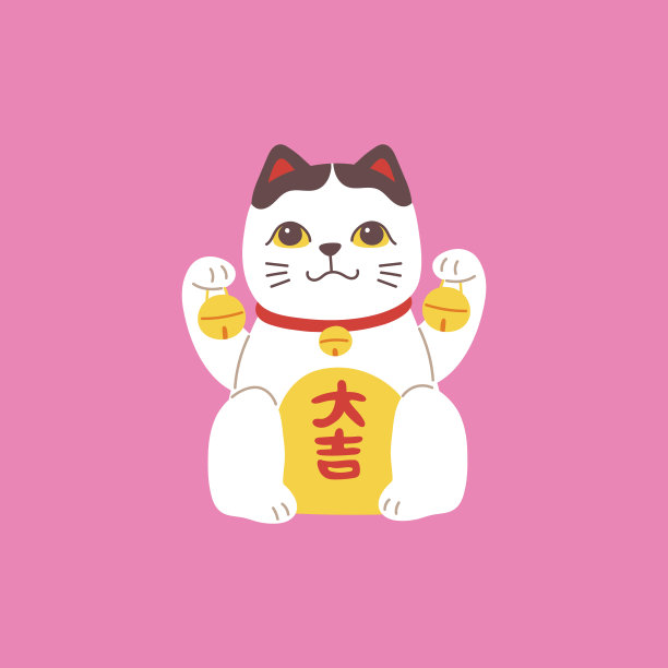 矢量日式招财猫日本猫