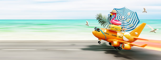 彩色飞机插画背景