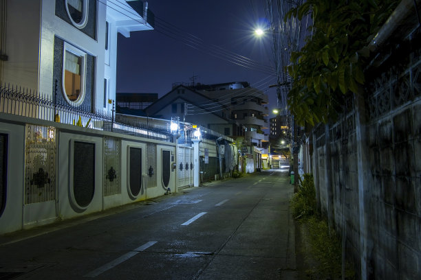 夜晚城市安静街道图片