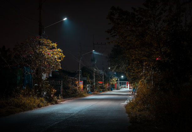 夜晚城市安静街道图片