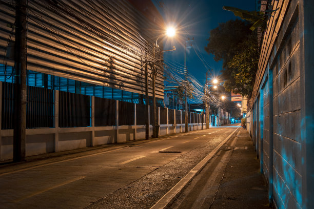 夜晚城市安静街道图片