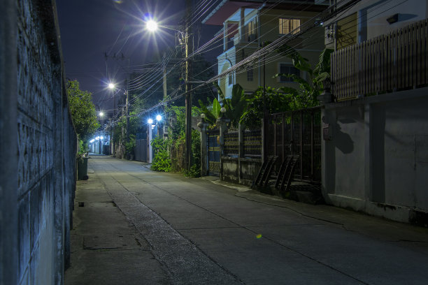 夜晚城市安静街道图片