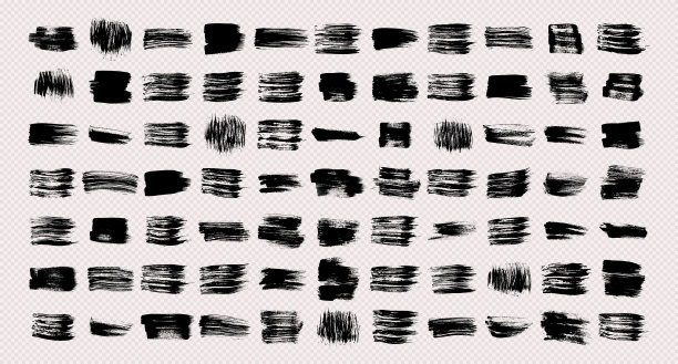 抽象黑白水墨毛笔笔触元素
