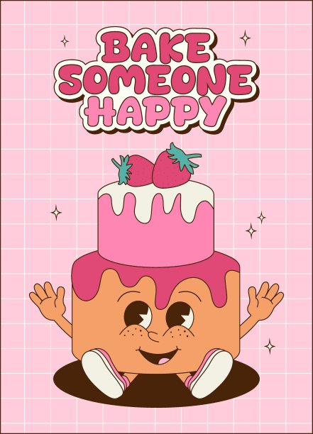 美味甜品卡通插画海报