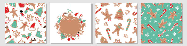 姜饼人 拐杖糖 圣诞节图案