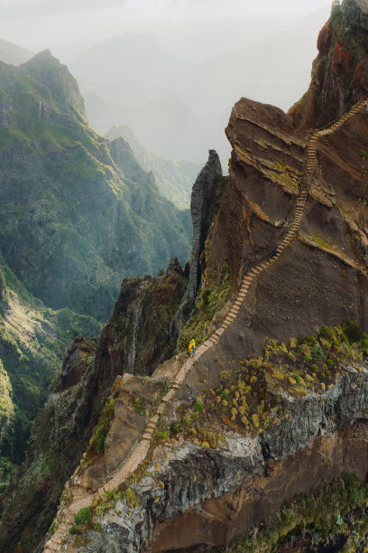 山顶风景 阶梯 山脉 