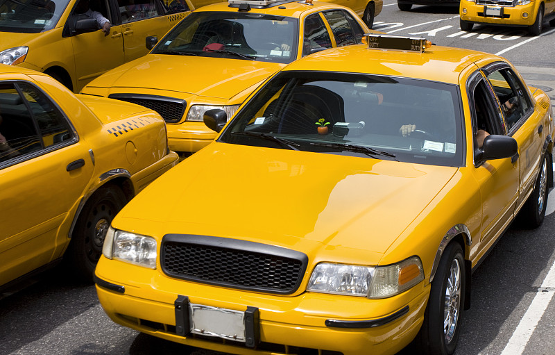 黄色出租车,交通,纽约,美国,水平画幅,交通堵塞,无人,运输,驾车,摄影