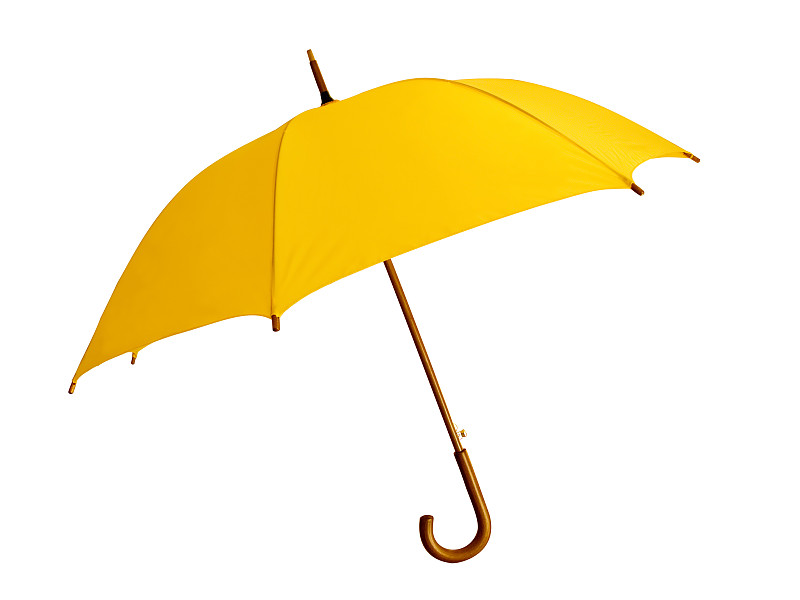 白色背景,开着的,黄色,伞,把手,褐色,水,水平画幅,无人,组物体