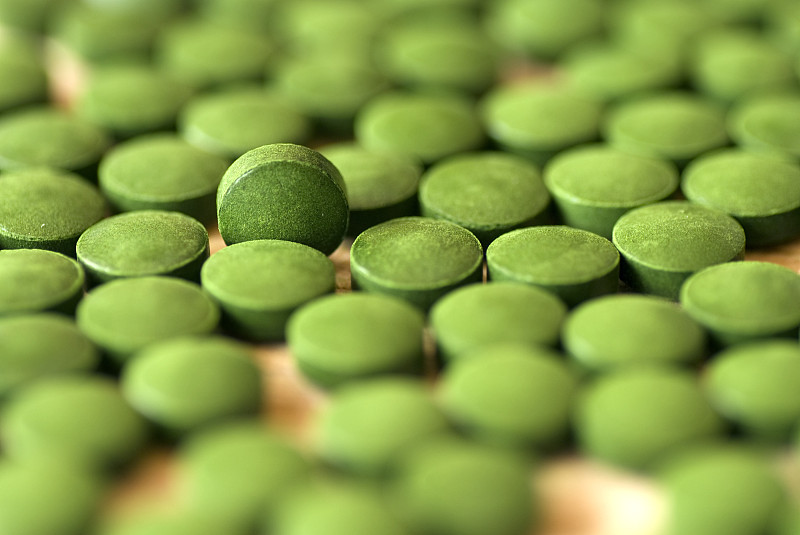 螺旋菌,药丸,螺旋藻属,小球藻,矿物质,水平画幅,无人,藻类,维生素,营养品