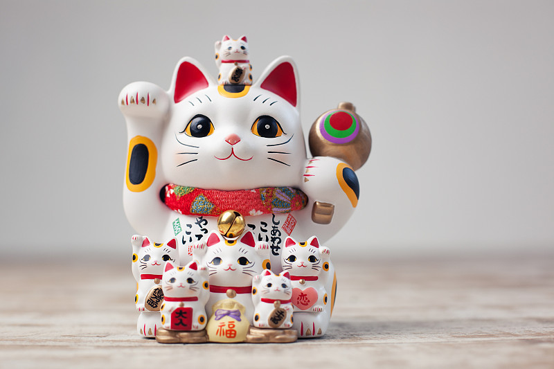 猫,雕像,小的,招财猫,运气,日本,正面视角,水平画幅,无人,符号