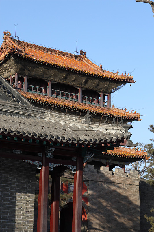 亭台楼阁,冬天,美国的北京烤鸭,沈阳,东北,垂直画幅,天空,无人,古老的,巨大的