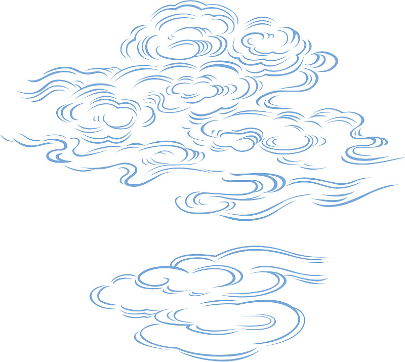 云,绘画插图,华丽的,日本,线条画,波形,铅笔画,烟,式样