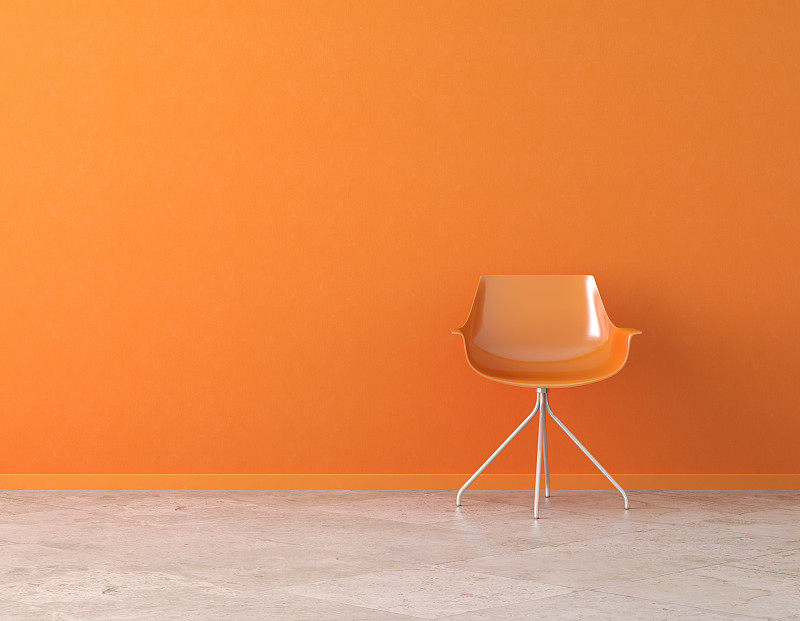 留白,橙色,墙,室内,座位,水平画幅,无人,色彩鲜艳,椅子,房屋