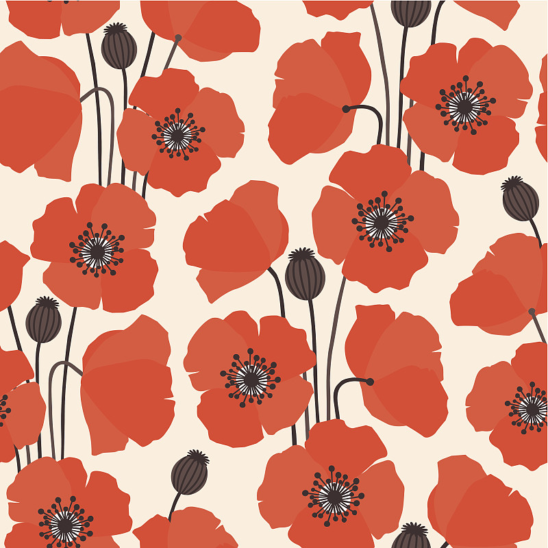 纺织品,自然,式样,无人,绘画插图,四方连续纹样,红色,1960年-1969年,春天,复古风格