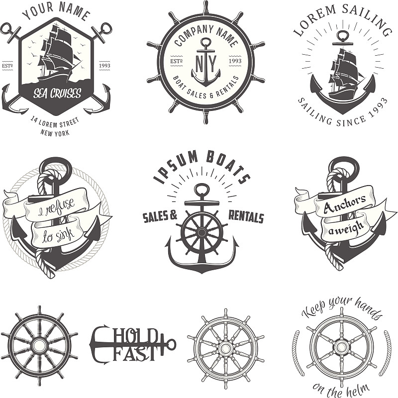 标签,绘画插图,矢量,船,计算机图标,舵,水手,锚,帆,帆船