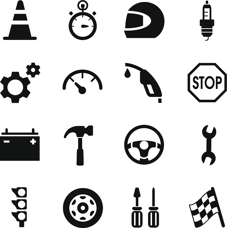 符号,赛车运动,锤子,车轮,绘画插图,车用蓄电池,速度计,秒表,齿轮,停止标志