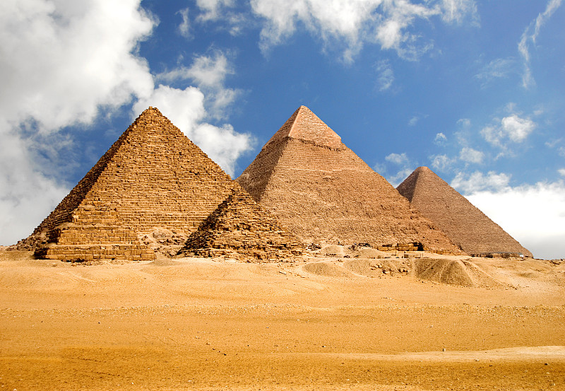 非凡的,吉萨金字塔群,金字塔形,金字塔,吉萨,埃及,khafre,吉布兰金字塔,纪念碑,天空