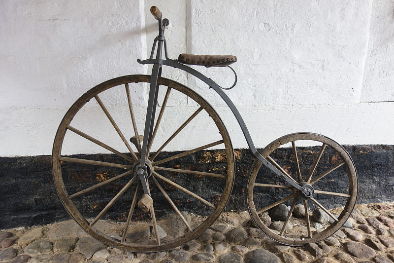 自行车,古董单车,自行车座,手把,踏板,车轮,古董,水平画幅,古老的,古典式