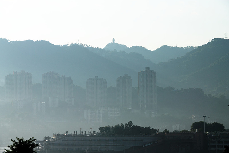 早晨,重庆,艺术,水平画幅,山,无人,户外,建筑业,雾