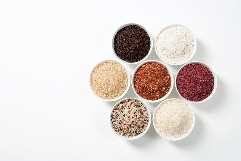 米,数字7,香米,野稻米,粳米,糙米,白米,长寿饮食,留白,褐色