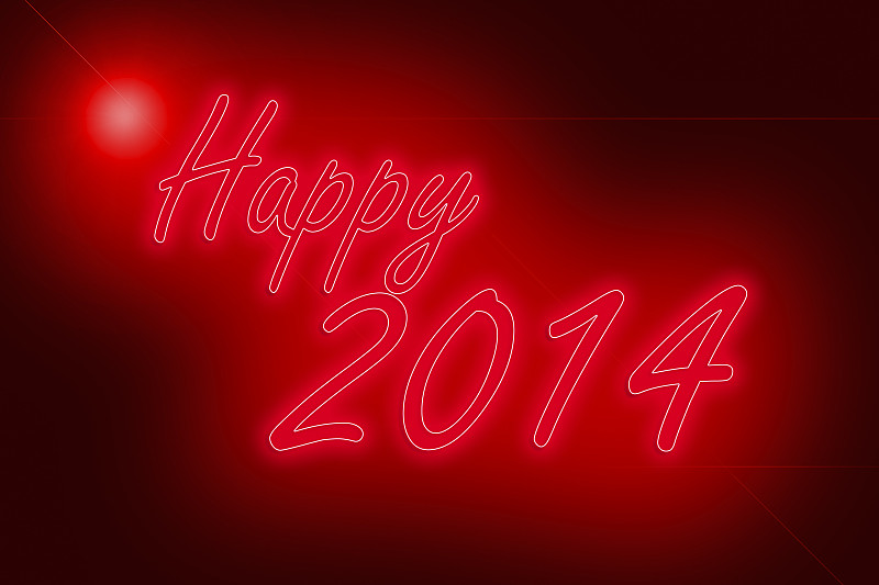 霓虹灯,2014年,新年前夕,贺卡,新的,艺术,水平画幅,消息,绘画插图,新年