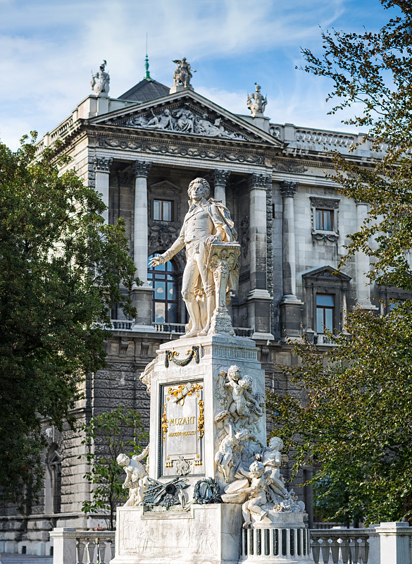 莫扎特雕像,城堡花园,奥地利,维也纳,莫扎特,霍夫堡宫,垂直画幅,纪念碑,旅游目的地,无人